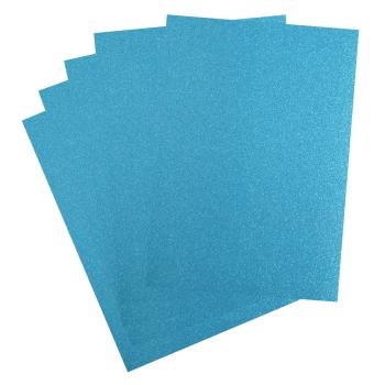  Florence - Glitzerpapier 5 Bogen A4 - Türkis - Selbstklebendes Glitzerpapier 