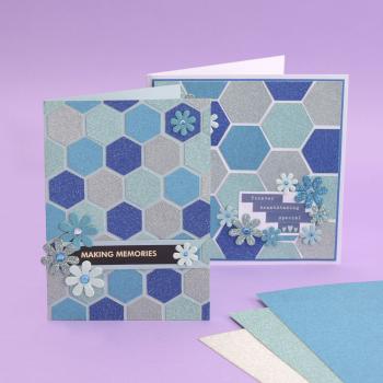  Florence - Glitzerpapier 5 Bogen A4 - Türkis - Selbstklebendes Glitzerpapier 