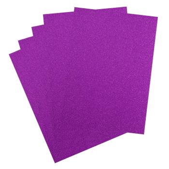 Florence - Glitzerpapier 5 Bogen A4 - Lila - Selbstklebendes Glitzerpapier 