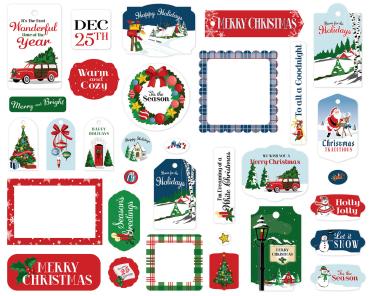 Carta Bella - Ephemera Frames & Tags - "White Christmas" - Stanzteile & Anhänger 