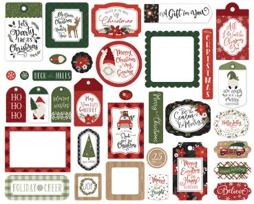 Echo Park -   Ephemera Frames & Tags - "Gnome For Christmas" - Stanzteile & Anhänger 