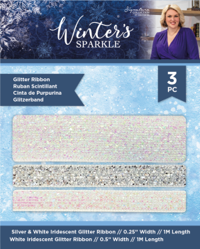 Crafters Companion - Bänder "Winter's Sparkle" Glitter Ribbon