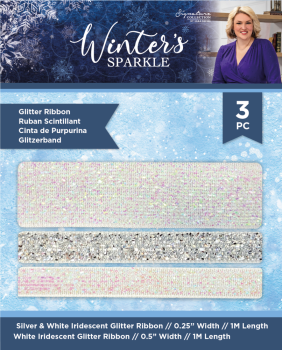 Crafters Companion - Winter's Sparkle Glitter Ribbon - Bänder