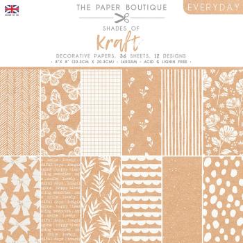 The Paper Boutique - Decorative Paper - Everyday shades of Kraft  - 8x8 Inch - Paper Pad - Designpapier