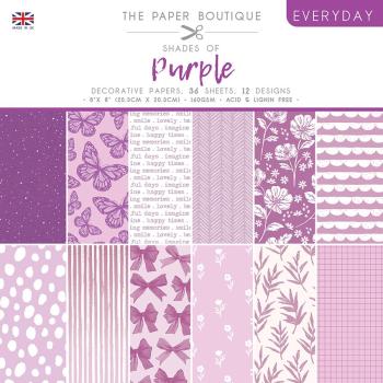 The Paper Boutique - Decorative Paper - Everyday shades of purple - 8x8 Inch - Paper Pad - Designpapier