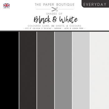 The Paper Boutique - Coloured Card -  Everyday shades of black - white  - 8x8 Inch - Cardstock