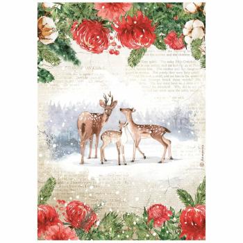Stamperia "Romantic Home for the Holidays Deers " A4 Decoupage / Decopatch Papier 