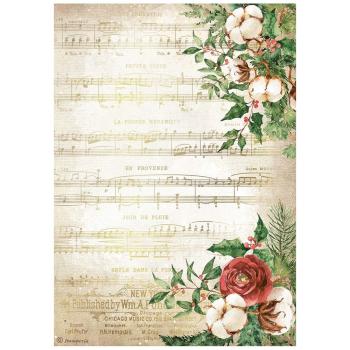 Stamperia "Romantic Home for the Holidays Music " A4 Decoupage / Decopatch Papier 