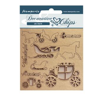 Stamperia " Sweet Winter Coaches" Decorative Chips - Holzmotive