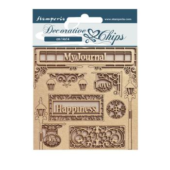 Stamperia " Sweet Winter My Journal" Decorative Chips - Holzmotive