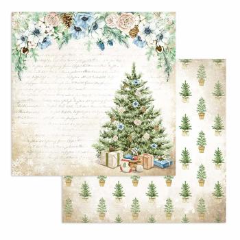 Stamperia " Romantic Cozy Winter Christmas Tree " 12x12" Paper Sheet - Cardstock
