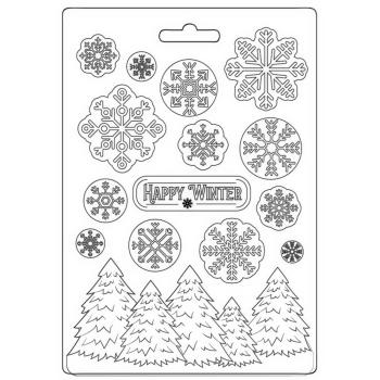Stamperia - Soft Mould - " Happy Winter" - Gießform 