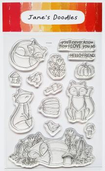 Janes Doodles " Sleepy Fox" Clear Stamp - Stempelset