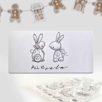 Polkadoodles  -Stempel - " All is Calm Winter Rabbits  " - Clear Stamp-Set