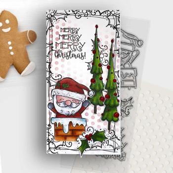 Polkadoodles -Stempel - " Merry Santa " - Clear Stamp-Set