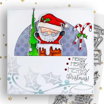 Polkadoodles -Stempel - " Merry Santa " - Clear Stamp-Set