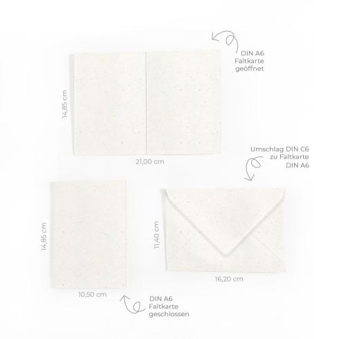 Preview: Faltkarte DIN A6 mit Briefumschlag DIN C6 in recycling bermgras