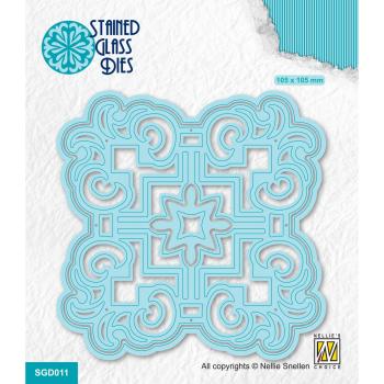 Nellie Snellen - Stained Glass Dies - "  Square Ornament-1 Curls " - Stanze