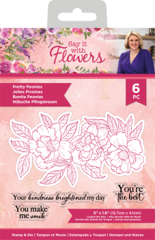 Crafters Companion - Stamp & Dies -Pretty Peonies - Stempel & Stanze 