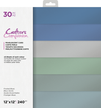 Crafters Companion - Frosted Blues - 12" Pearlescent Paper Pack - Perlenglanzkarton 
