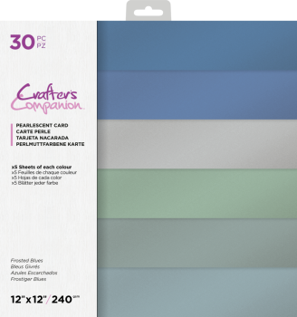 Crafters Companion - Frosted Blues - 12" Pearlescent  Paper Pack - Perlenglanzkarton 