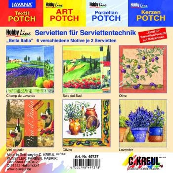 Serviettenmischpackung "Bella Italia" 12 Stück - 6 Serviettenmotive á 2 Servietten