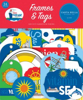 Carta Bella - Ephemera Frames & Tags - "Bon Voyage" - Stanzteile & Anhänger 