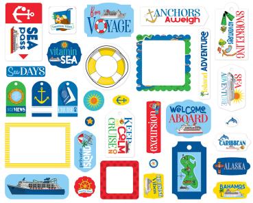 Carta Bella - Ephemera Frames & Tags - "Bon Voyage" - Stanzteile & Anhänger 