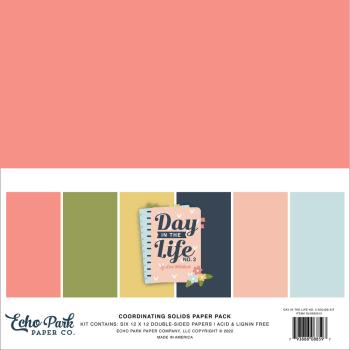 Echo Park- Coordinating Solids Paper 12x12" - "Day In The Life No. 2" - Cardstock