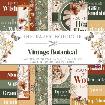 The Paper Boutique - Embellishment Pad - Vintage Botanical - 8x8 Inch - Designpapier