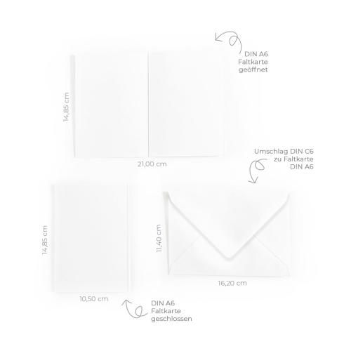 Preview: Faltkarte DIN A6 mit Briefumschlag DIN C6 in weiss