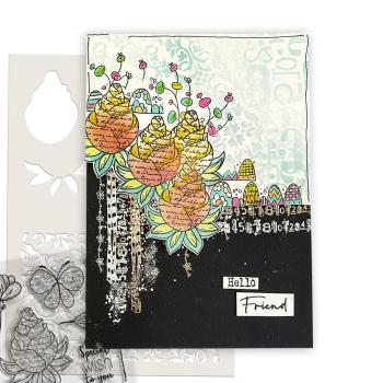 Polkadoodles  - Colour & Create - Stencil - "  Funky Butterfly Wish  " - Schablone 