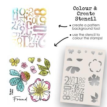 Polkadoodles  - Colour & Create - Stencil - "  Funky Flower Friend  " - Schablone 