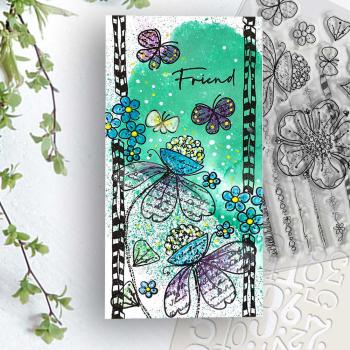 Polkadoodles  - Colour & Create - Stencil - "  Funky Flower Friend  " - Schablone 