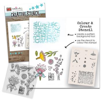 Polkadoodles - Colour & Create - Stencil - " Funky Hello " - Schablone 
