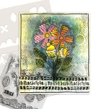 Polkadoodles  - Colour & Create - Stencil - "  Funky Rosy Posy  " - Schablone 