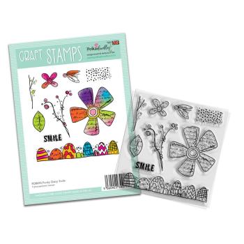 Polkadoodles  - Colour & Create - Craft Stamps - Clear Stamps - " Funky Daisy Smile  " - Stempel