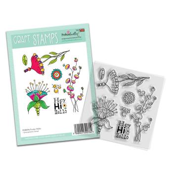 Polkadoodles  - Colour & Create - Craft Stamps - Clear Stamps - " Funky Hello  " - Stempel
