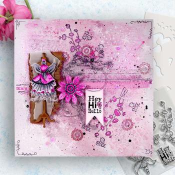 Polkadoodles - Colour & Create - Craft Stamps - Clear Stamps - " Funky Hello " - Stempel