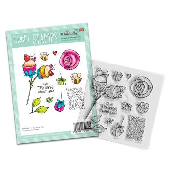Polkadoodles  - Colour & Create - Craft Stamps - Clear Stamps - " Funky Rosy Posy  " - Stempel