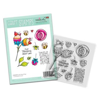 Polkadoodles - Colour & Create - Craft Stamps - Clear Stamps - " Funky Rosy Posy " - Stempel