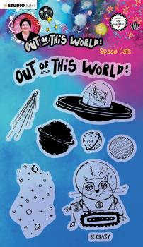 Art By Marlene - Out of This World Clear Stamp - Space Cats - Stempel