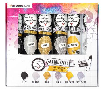 Art By Marlene - Essentials Acrylic Paint and Glamour Glitter Set Special Effect 6x28ml- Acrylfarbe