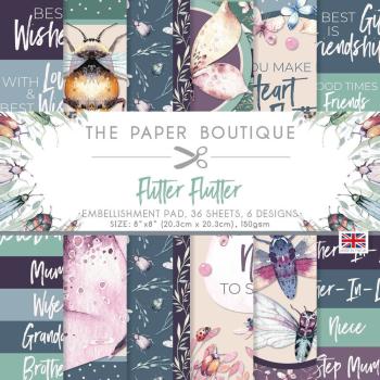 The Paper Boutique - Embellishment Pad - Flitter Flutter  - 8x8 Inch - Designpapier
