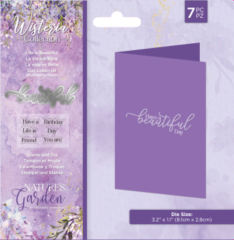 Crafters Companion - Stamp & Dies -Life is Beautiful - Stempel & Stanze 