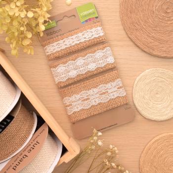 Vaessen Creative - Naturband - Assortiment Juten Band/Lace Naturel/Ivory - Ribbon 