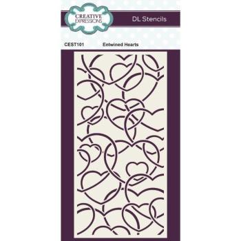 Creative Expressions - DL Stencil - Slimline Stencil - Entwined Hearts - Schablone