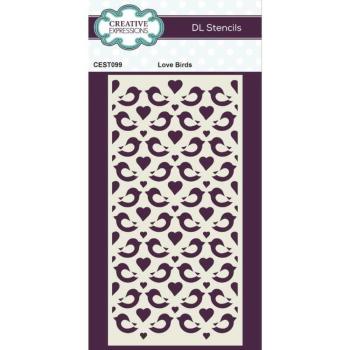 Creative Expressions - DL Stencil - Slimline Stencil -  Love Birds  - Schablone