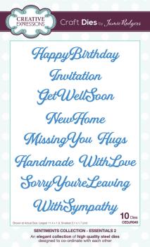 Creative Expressions - Craft Dies - Sentiments Collection Essentials 2  - Stanze