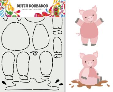 Dutch Doobadoo - Stencil - Dutch Card Art Build Up -" Pig "- Stencil A5 - Schablone